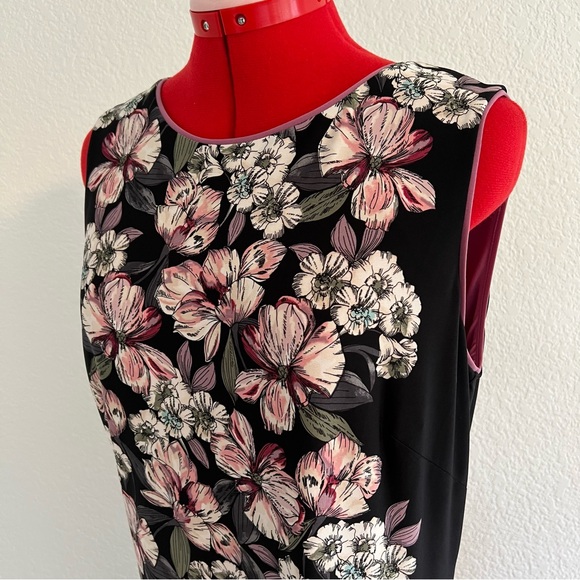 White House Black Market Floral Midi Dress - Black and Pink - Picture 6 of 13